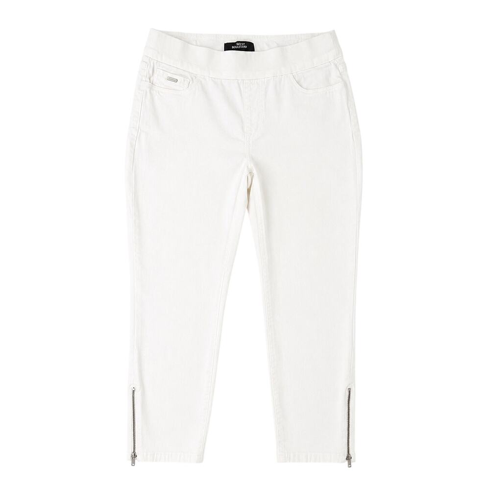Nine West Heidi Pull On Skinny Crop Jeans White Ankle Zip Stretch Women’s 10